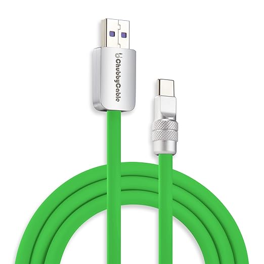 chubbycable Chubby 2.0 USB C 120W Fast Charging Cable Silicone Soft Durable USB C Cable Extra Thick Charger Cord Compatible with iPhone 17-15 Series iPad, Green, USB-A to Type-C, 4.9FT