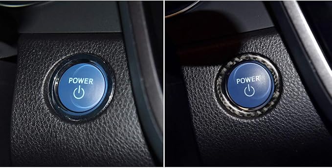 NVCNX Real Premium Carbon Fiber for Toyota Camry Accessories 2018-2024 2019 2020 2021 2022 2023 XSE/XLE/TRD Gas Hybrid Car Dash Engine Push Start Button Ring Cover Interior Trim Sticker Decal 1PC