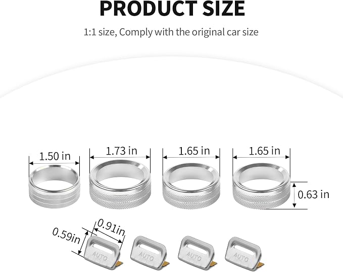 JeCar JL Switch Button Covers Window Control Air Conditioner Headlight Volume Radio Knob Trims Interior Accessories Compatible with Jeep Wrangler JL JLU 2018-2026 & Gladiator JT 2020-2026, Silver