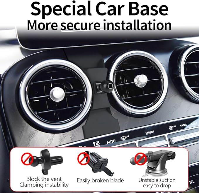 Car Magnetic Phone Mount for Mercedes Benz C-Class 2015-2018 and GLC Class 2015-2019 Auto Interior Accessories Best Cellphone Holder Fast 15W Wireless Charger Cell Phones Charging Screen Stand