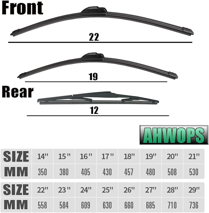 3 Wiper Front and Rear Wiper Blades for Toyota Highlander 2001-2007/Toyota RAV4 2001-2005, OE Original Style (22″/19″ Front/12″ Rear) For My Car