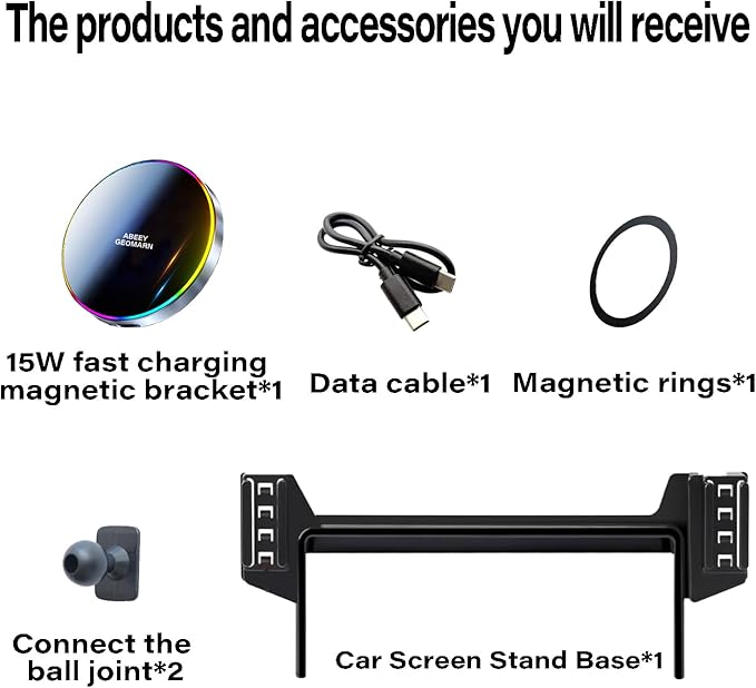 Car Phone Holder for Hyundai Venue 2020-2025 Accessories Apply to 8 Inch Touchscreen 15W Fast Wireless Charger Screen Fixed Clip HandsFree Cell Phone Mount 360° Rotation