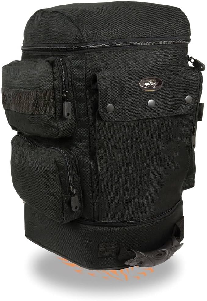 Milwaukee Leather SH688 Large Black Retractable Nylon Sissy Bar Motorcycle Bag with Luggage Handle - Large