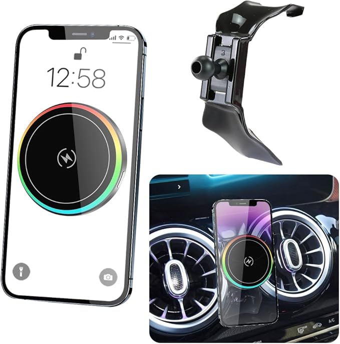 Car Magnetic Phone Mount for Mercedes Benz GLB-Class 2020-2026 and Benz EQB 2022-2025 Auto Interior Accessories Best Cellphone Holder Fast 15W Wireless Charger Cell Phones Charging Screen Stand