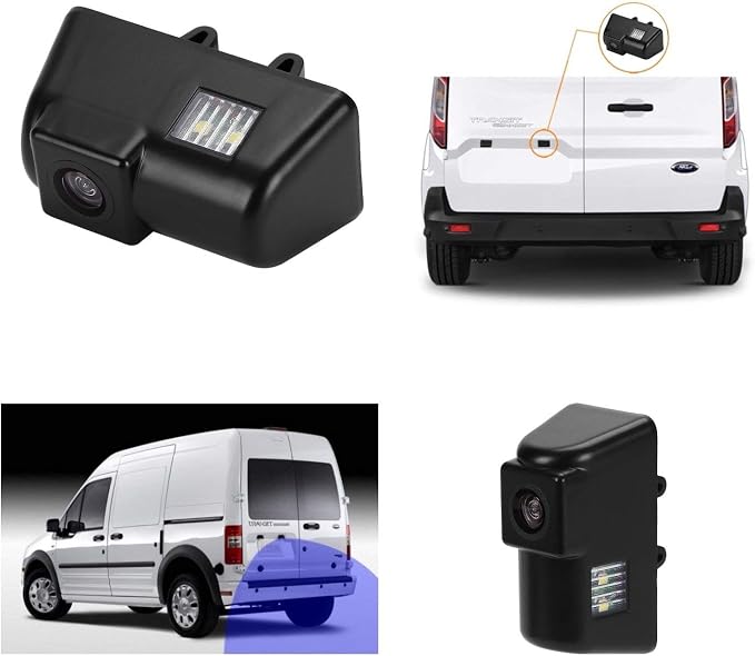 Compatible with License Light Backup Camera Ford Transit Connect Connect MK6 2000-2006/ MK7 2007-2013/Ford Transit 2010-2018 HD 1280x720p (with Monitor)