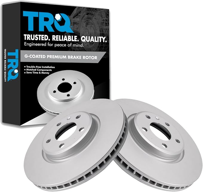 TRQ Front Brake Rotor Set Compatible with 2009-2018 Audi