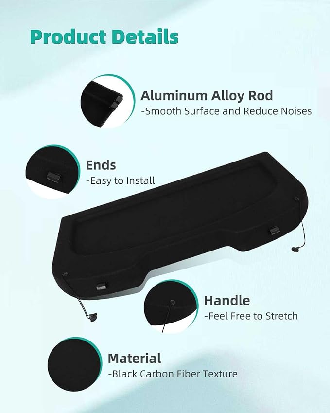 SCITOO Cargo Cover 2014-2017 Fit for Ford Fiesta 1.0L Upgraded Rear Trunk Cover with Glass Fiber