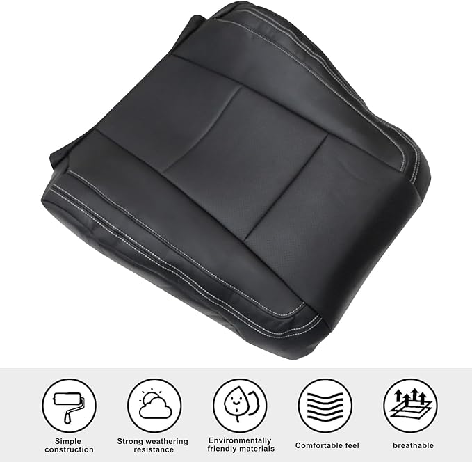 SecosAutoparts Driver Side Bottom and Top Lean Back Replacement Perforated Leather Seat Cover Black Compatible with Ford F-150 Lariat 2015-2017 Compatible with Ford F250 F350 Lariat XLT 2017-2022