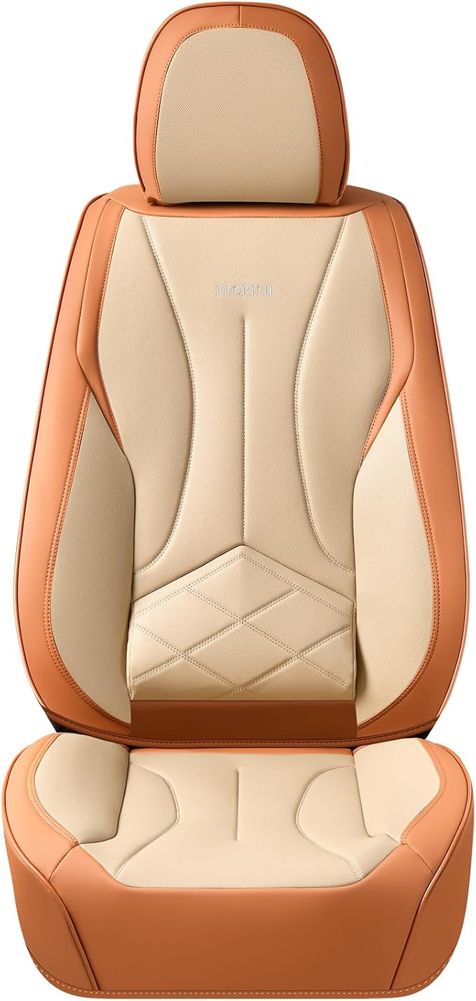 FLORICH Front Car Seat Covers, Leather Seat Covers for Cars, Waterproof Car Seat Protectors 2 Pack, Front Seat Covers for Cars, Automotive Seat Covers Protector Fit for Most Sedans SUV Pick-up Truck