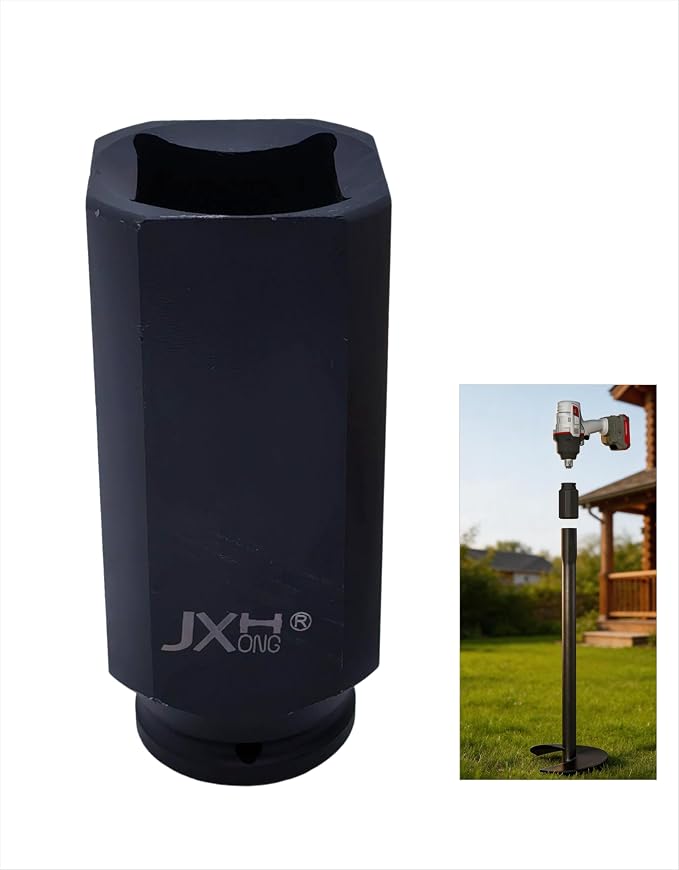 Ground Anchor Installation Adapter Compatible with Select Pylex Square-Socket Screw Pile Systems, One-Piece Drop Forged 42Cr-Mo Steel, Impact-Ready Driver Tool (1" Square Drive)