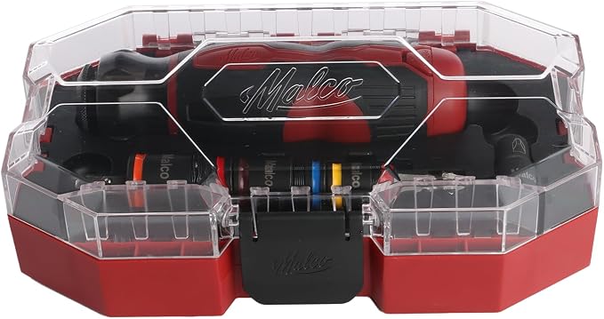 Malco KITFB2 C-RHEX 7-in-1 Flip Bit Socket Set with Premium Grip Storage Handle & Case – 6 Cleanable Reversible Hex Sizes (1/4"-9/16"), 12 Impact-Rated Bits, Insert Bit Socket