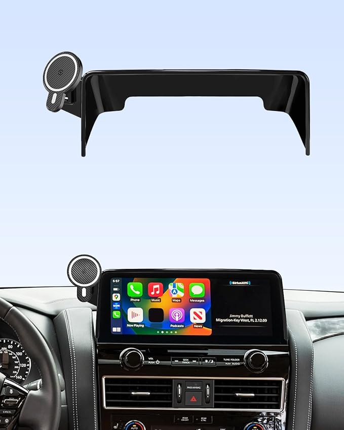 PZK Car Phone Holder for 2021-2024 Nissan Armada/ 2022-2024 Infiniti QX80 Accessories 12.3-Inch Screen Fixed Clip, Magnetic 15W Fast Wireless Charging Car Phone Mount, Automobile Cradles 360° Rotation