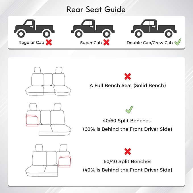 Huidasource Rear Seat Covers Fit for 2022 2023 2024 2025 2026 Toyota Tundra Back Seat Covers, Nappa Leather Truck Rear Seat Cover, Custom Cushion Protector, CrewMax/Double Cab Pickup(Rear/Black)
