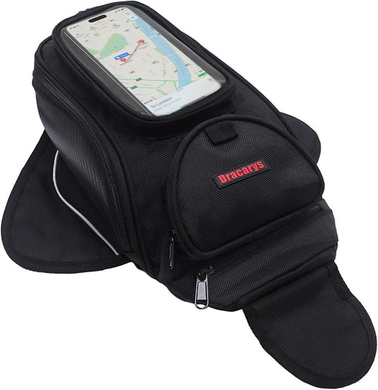 Dracarys Motorcycle Tank Bag - Oxford Saddle Black Motorbike Bag - Strong Magnetic Bag for Honda Yamaha Suzuki Kawasaki Harley