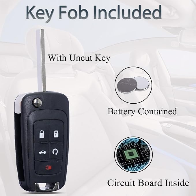 SUPALAND Key Fob Keyless Entry Fits for Chevrolet Camaro Cruze Equinox Impala Malibu Sonic Buick Lacrosse Regal Verano Encore Allure Remote Control Key Replacement 5 Button OHT01060512(Set of 2)