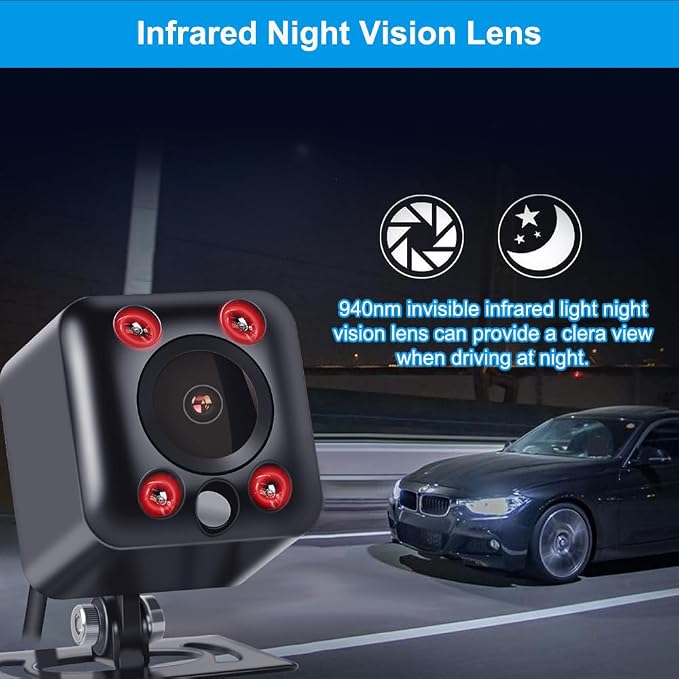VSYSTO 4CH Truck Dash Camera, 10.1'' Monitor 1/2/3/4 Split Screen 720P Backup Camera System with Front & Sides & Rear Cameras Infrared Night Vision Lens for Semi Trailer Van Tractor RV (X10)