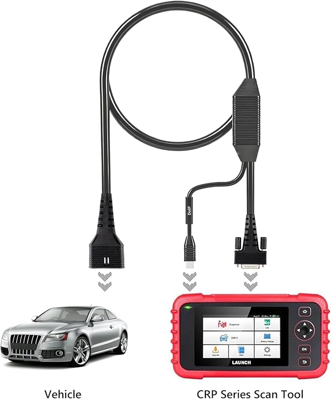 LAUNCH CRP DoIP Connector Adapter Cable with USB-C and 16-Pin Male to DB-15 Female Connector for Creader Professional CRP Series Diagnostic Scanner