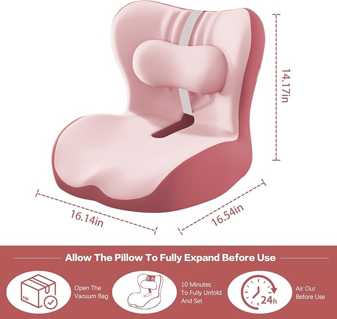 Office Chair Cushion with Adjustable Lumbar Support Pillow, Ergonomic Memory Foam Seat Cushion for Desk Chair, Tailbone Pressure Relief Cushion with Back Support Pillow for Car Seat