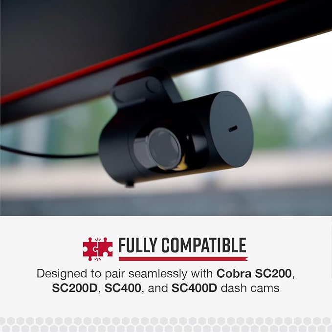 Cobra Rear-View Camera for SC Series Dash Cams, with Full HD Video, Flexible Mounting for Optimal View