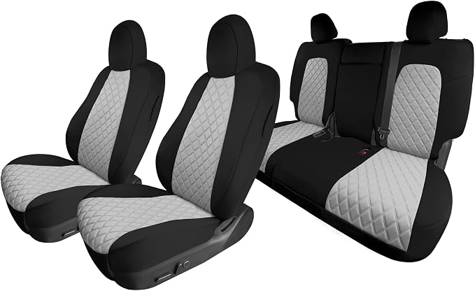 FH Group Custom Fit Car Seat Covers Specifically Made for 2020-2025 Tesla Model Y Ultraflex Neoprene Water Resistant Automotive Seat Covers - Full Set Gray