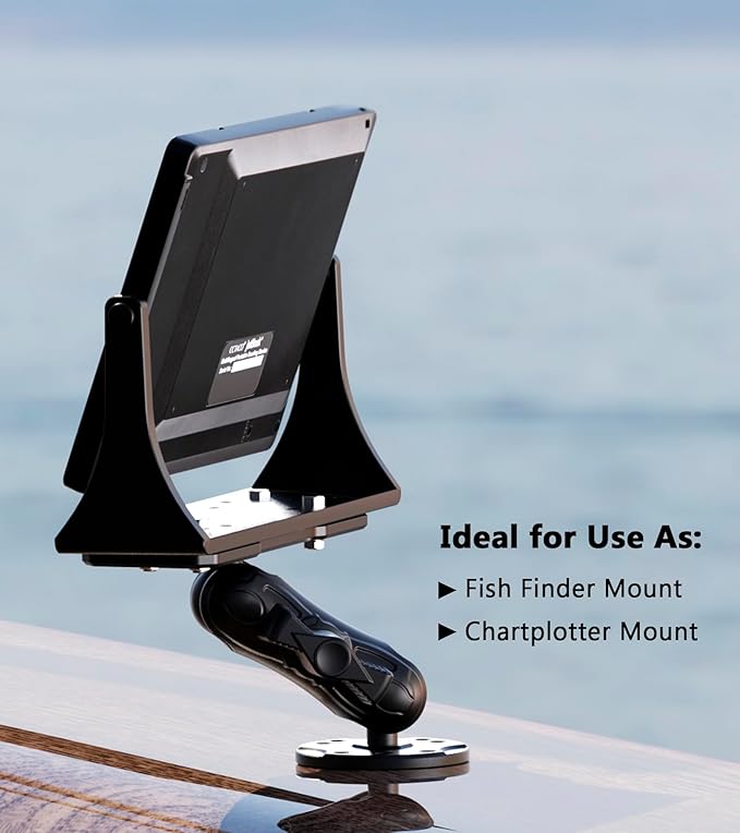 VAZESWIN Aluminum Alloy Fish Finder Mount with B Size 1" Ball Rectangular Plate & Round Base, 3.5" Medium Arm Marine Electronic Mount Compatible with Garmin, Lowrance, Humminbird, Raymarine and More