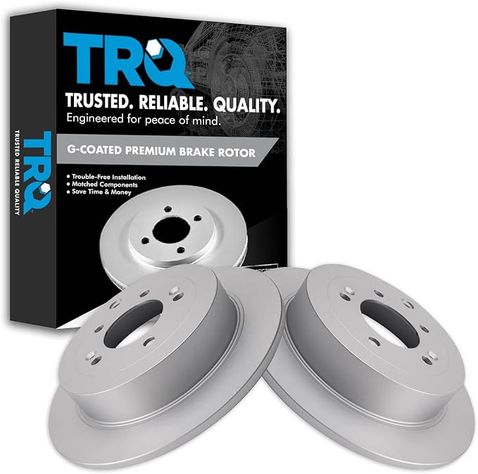 TRQ Rear Brake Rotor Set Solid G-Coated Compatible with 2016-2021 Hyundai Tucson 2017-2022 Kia Sportage