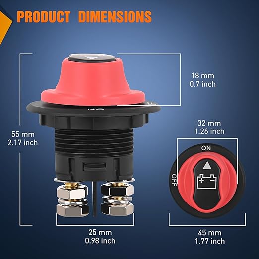 Nilight Battery Disconnect Switch 100A Master Disconnect Isolator 12V-48V On Off Power Cutoff Switch Waterproof Heavy Duty for Marine Boat Car RV ATV UTV Yacht, 2 Years Warranty