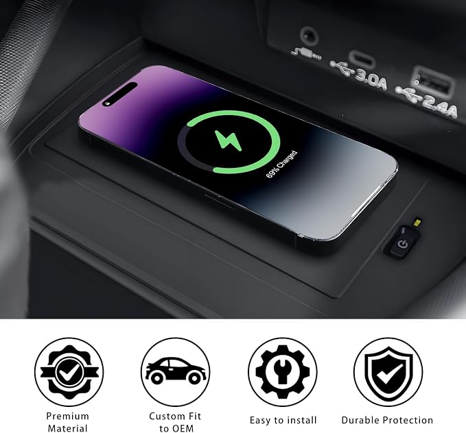Center Console Wireless Charging Protective Mat and Center Console Cover Black fits for 2025 Forester Accessories Inserts Liner Anti-Slip Anti-Dust Waterproof Mats