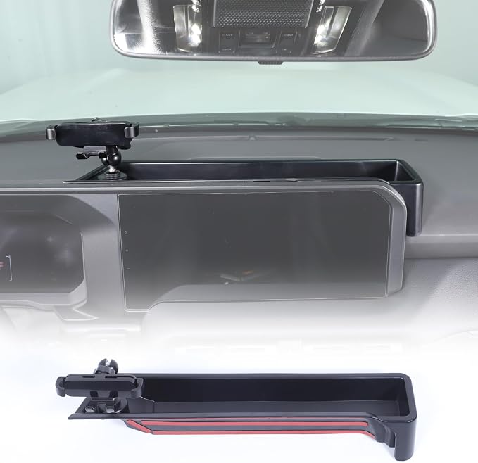 Center Console Dash Organizer Tray Compatible with Toyota Land Cruiser 250 Prado 2024 2025 2026 Navigation Screen Rear Insert Auxiliary Storage Box,Phone Holder Accessories (Style B)