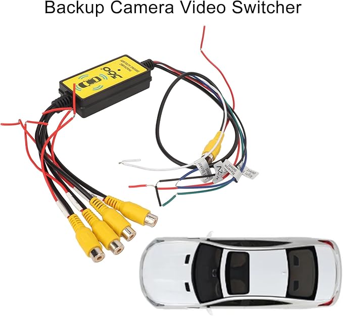 Car Backup Camera Splitter Switch 4 Input, 1 Output Intelligent Car Video Switcher Converter Comes with Remote Control