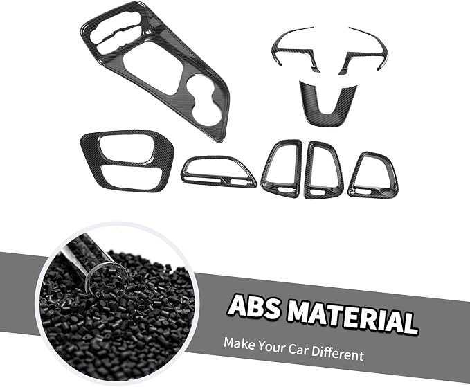 Jimen Fit for Dodge Challenger 2015-2023, 9PCS Carbon Fiber Interior Kits - Dash Air Conditioning Vent Cover, Gear Shifter Panel Trim