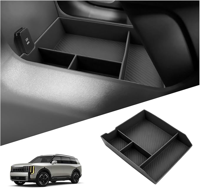 SKTU for 2027 Kia Telluride Center Console Organizer for 2027+ Kia Telluride Lower Center Console Tray Kia Telluride 2027 Accessories 2027 Telluride Rubber Under Center Console Organizer-Durable
