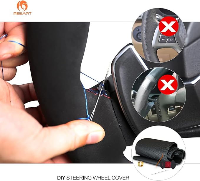 MEWANT Hand Sewing Breathable Car Steering Wheel Cover for Subaru WRX 2015-2021 / WRX STI 2015-2021 Steering Wheels Accessories for Subaru WRX (STI)