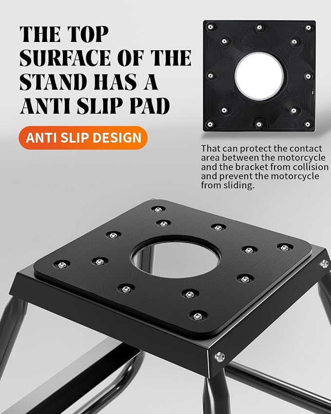 JFG RACING Dirt Bike Stand,Universal Detachable Powder Coated Anti Slip Off Road Steel MX Heavy Duty Dirtbike Maintenance Motorcycle Box Stand（Black）