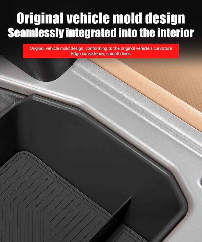 Armrest Storage Box for 2020-2025 2026 Land Rover Defender 90 110 130 Central Console Organizer Tray Bag Protective Pad Decorative Modification Accessories (Refrigerator-Equipped Version/Black)