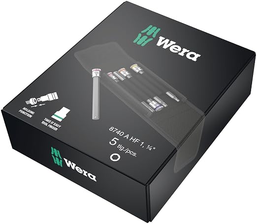 Wera 05003345001 8740 A HF 1 Zyklop bit socket set with holding function, 1/4" drive, 5 pieces
