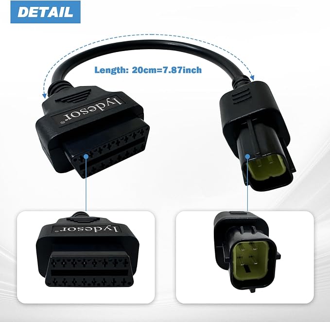 Obd2 Adapter 382426 for KUBOTA 4pin OBD1 to 16pin OBD2 Cable,Fits Kubota Diagmaster Python 4 Pin Diagnostic Interface Connector, Work with Kubota Diagnostic Scanner Tool/OBDii Code Reader