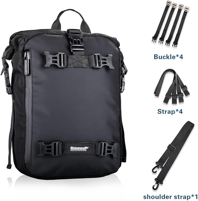 Rhinowalk Motorcycle Tail Bag 10L Waterproof Motor Pannier Bag Motor Travel Luggage Motorbike Rear Rack Trunk Storage Bag Professional Motorcycle Accessories-Black
