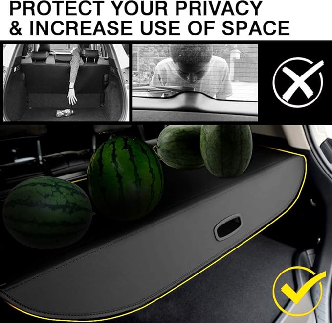 Powerty Retractable Cargo Cover for Cadillac XT5 2017-2019, Canvas Texture Trunk Cover Privacy Screen Rear Security Shade for XT5 Accessories (with Extented Cover)