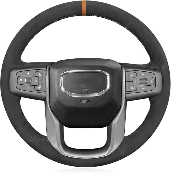 MEWANT Hand Stitch Car Steering Wheel Protector Wrap Cover for GMC Sierra 1500 2019-2023, 2500 2020-2024, 3500 2020-2024, Sierra Limited 2022, Yukon (XL) 2021-2023 Accessories