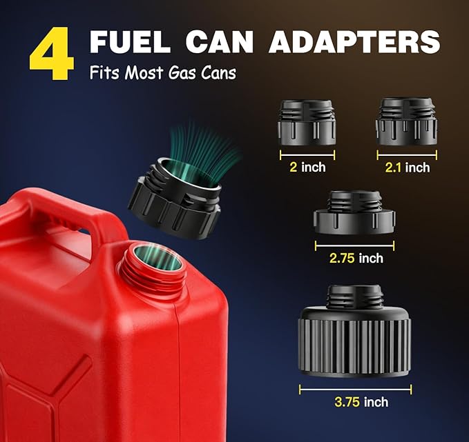 Keimi 5 GPM Cordless Fuel Transfer Pump with Auto-Stop & Hand Trigger Nozzle, Compatible with DeWalt 20V & Milwaukee 18V Batteries, Gas Can Pump for Gasoline/Diesel, 51" Hose & 4 Adapters (Bare Tool)