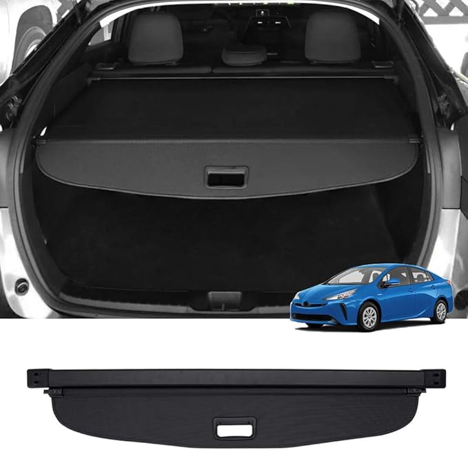 Powerty Cargo Cover for 2019-2023 Toyota Prius Accessories (Latest XW50 Since November 2018) Retractable Rear Trunk Security Cover Shielding Shade Black (Not for Prius Prime)
