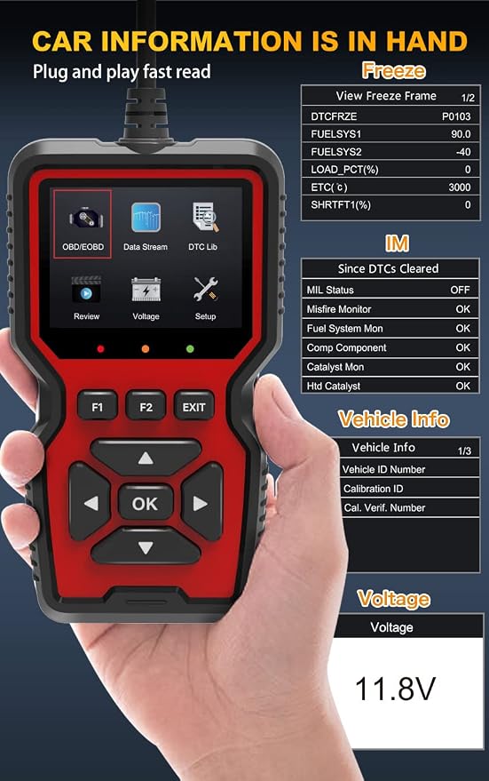 Outzone V519 OBD2 Scanner, Universal Car Code Reader with 2.8" Color Screen, 10 Languages & Print Function for All OBDII Vehicles – Check Engine Light & Live Data