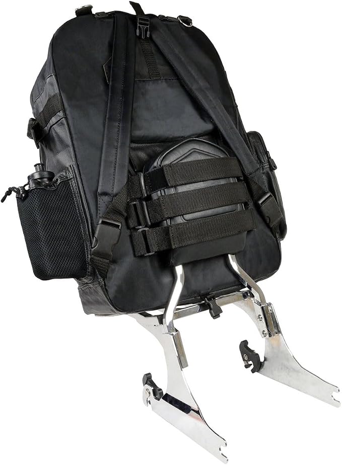 Milwaukee Leather SH540 Medium Black Size Leather and Textile Motorcycle Sissy Bar Back Pack Bag - Medium