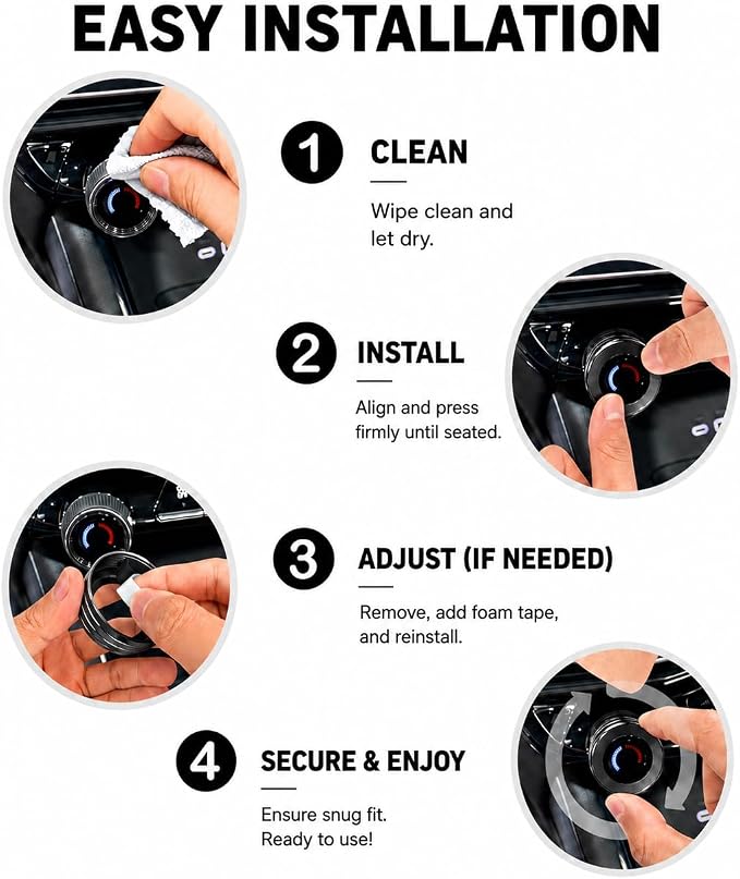 2024-2026 Chevy Traverse Accessories, 7PCS Aluminum Alloy Knob Cover Trim Set, Interior Control Knob Rings with Enhanced Grip (Black)