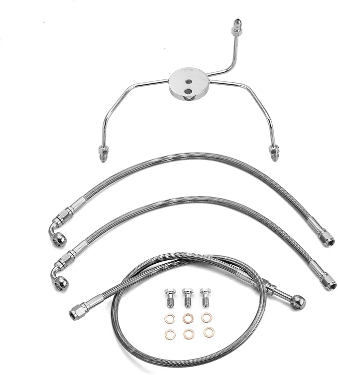 Mofun 57" Extended Length Hydraulic Front Brake Line Kit Compatible with Harley Touring Road Glide Road King 1999-2007, Fit Street Electra Glide 1996-2007 Non-ABS, Fit 14"-16" Handlebar, Black