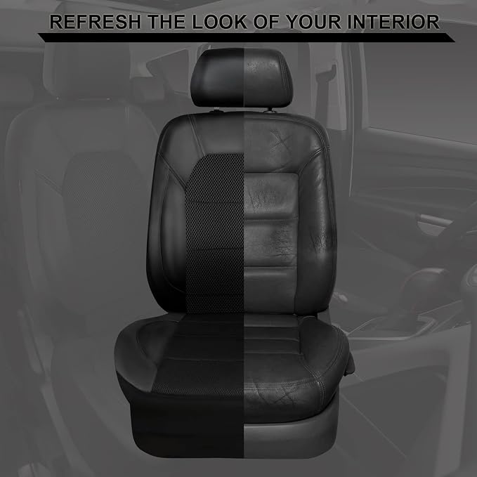 CAR PASS Universal Leather Two Front Seat Covers,Sport seat Covers fits Most Cars, SUVs, Trucks, and Vans Airbag Compatible (Black and Black)