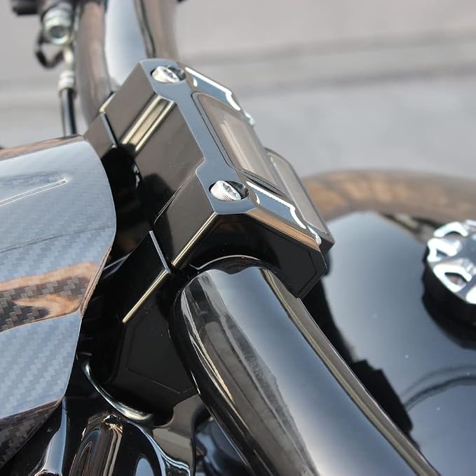 POWER JAMES Black Handlebar Riser Kit with Square Instrument Gauge Cutout, Fits for Harley Davidson Breakout FXBRS, Street Bob, FXLRST, FXST 2018-2024 Models with 1.25" 1 1/4 inch Clamping Area