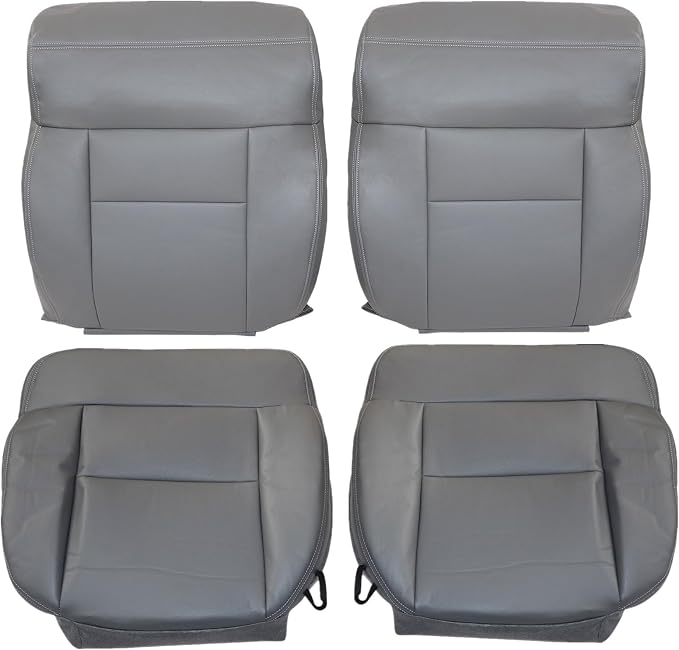 SecosAutoparts Driver Side Bottom & Top Lean Back Replacement Leather Seat Cover Med Flint Gray Compatible with Ford F-150 2004 2005 2006 2007 2008