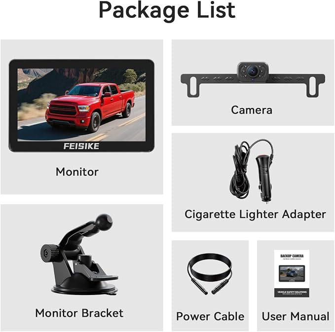 Backup Camera with IR Night Vision, 7 Inch 1080P HD Wired Rear View Camera, Plug-Play, DIY Guide Lines, 150° Wide Angle, Back up Camera Systems for Truck Cars Pickups SUV Van